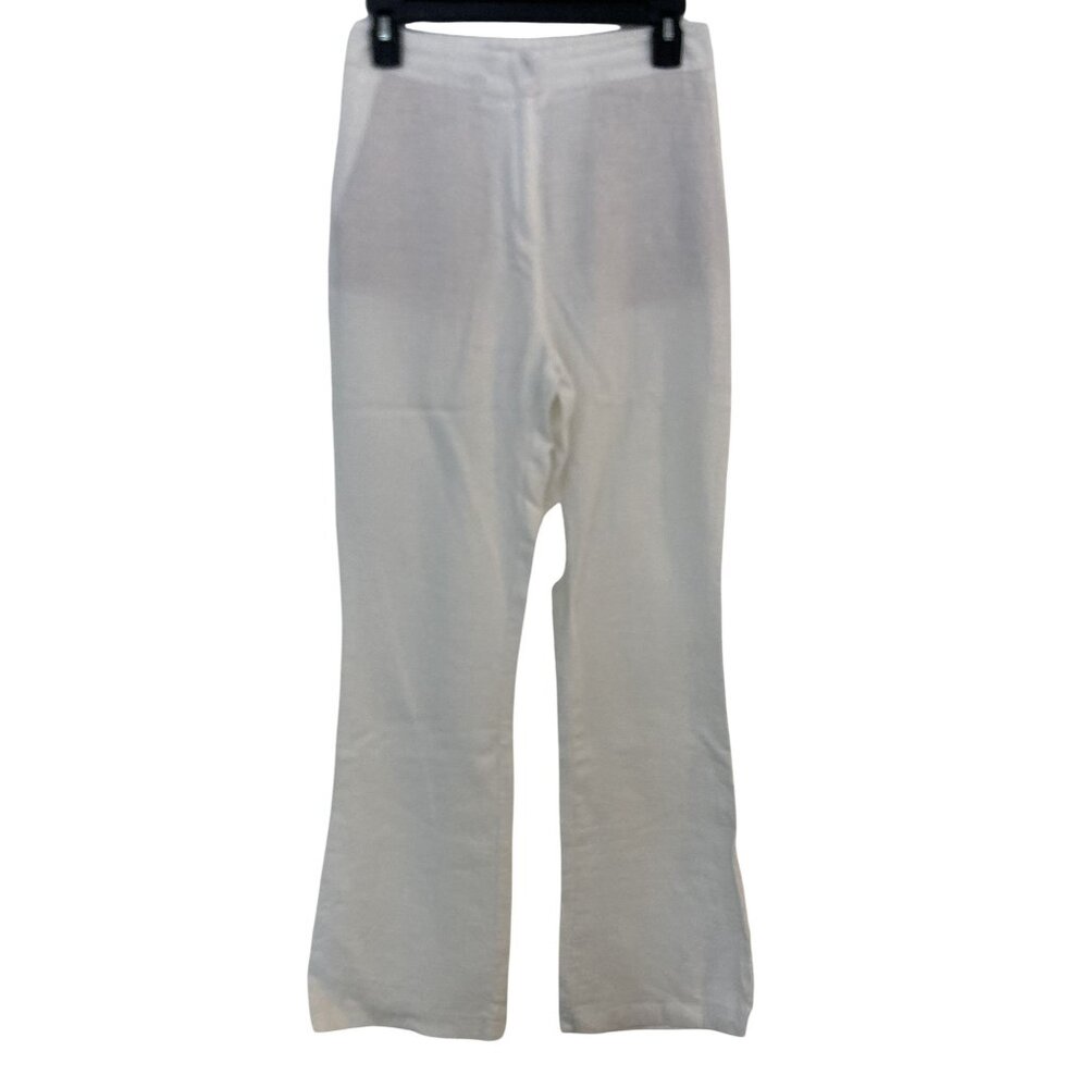 Zara White Linen Blend Wide-Leg Pants XS Women’s Lightweight Casual